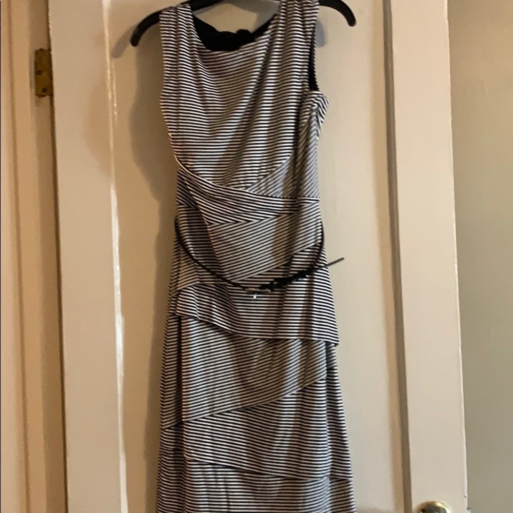 White House Black Market Stripe Belted Dress